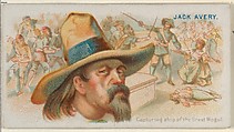 Jack Avery, Capturing Ship of the Great Mogul, from the Pirates of the Spanish Main series (N19) for Allen & Ginter Cigarettes, Allen & Ginter American, Commercial color lithograph