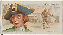 Anne Bonny, Firing Upon the Crew, from the Pirates of the Spanish Main series (N19) for Allen & Ginter Cigarettes, Allen & Ginter American, Commercial color lithograph