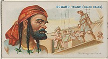 Edward Teach (Black Beard), Walking the Plank, from the Pirates of the Spanish Main series (N19) for Allen & Ginter Cigarettes, Allen & Ginter  American, Commercial color lithograph