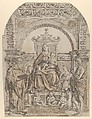 The Virgin and Child enthroned surrounded by saints and angels, Girolamo Mocetto (Italian, ca. 1470–1531), Engraving; second state of two (TIB)