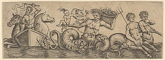 Frieze with Neptune and Tritons, Girolamo Mocetto Italian, Engraving
