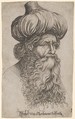 Head of an Elderly Man with a Long Beard and Turban, Israhel van Meckenem German, Engraving