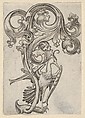 Leaf-ornament with a Heron, Master ES (German, active ca. 1450–67), Engraving; first state of two