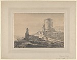 Landscape with a Tower, Thomas Wijck (Dutch, Beverwijck, near Haarlem 1616?–1677 Haarlem), Brush and gray wash