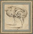 Study of a Donkey, Attributed to Pieter Jacobsz. van Laer (Dutch, Haarlem ca. 1592/95–1642 (?) Haarlem), Graphite, pen and brown ink and brush and gray ink on cream paper
