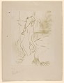Study of a Woman, Henri de Toulouse-Lautrec (French, Albi 1864–1901 Saint-André-du-Bois), Brush and spatter lithograph printed in olive green on mounted wove paper; only state