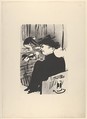 A Spectator (from Le Café Concert), Henri de Toulouse-Lautrec  French, Brush and spatter lithograph with scraper printed in black on wove paper; only state