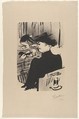 A Spectator (from Le Café Concert), Henri de Toulouse-Lautrec  French, Brush and spatter lithograph with scraper printed in black on laid Japan paper; only state; from deluxe 1893 edition