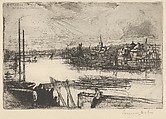 Battersea Reach, Sir Francis Seymour Haden  British, Etching with drypoint; first state of two (Harrington); fourth state of seven (Schneiderman)
