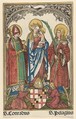 Virgin and Child with the Patron Saints of Constance, Hans Burgkmair  German, Hand-colored woodcut and letterpress; second state of two (Burkhard)