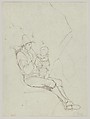 A Seated Italian Shepherd with a Small Child on his lap; verso: A Southern Landscape with a Woman Carrying a Jar on her Head, Franz Theobald Horny (German, Weimar 1798–1824 Rome), Pen and brown ink; verso: pen and brown ink, over graphite