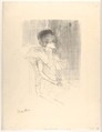 Marcelle Lender Seated, Henri de Toulouse-Lautrec (French, Albi 1864–1901 Saint-André-du-Bois), Crayon lithograph with scraper printed in gray-black on wove paper; only state