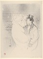 Ida Heath at the Bar, Henri de Toulouse-Lautrec (French, Albi 1864–1901 Saint-André-du-Bois), Crayon, brush and spatter lithograph with scraper printed in black ink on wove paper; only state