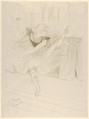 Miss Ida Heath, English Dancer, Henri de Toulouse-Lautrec  French, Crayon and brush lithograph with scraper printed in olive green on wove paper; only state