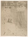 Elles (portfolio cover), Henri de Toulouse-Lautrec French, Crayon, brush, and spatter lithograph printed in olive green black on Japan paper; first state of three