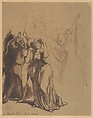 Faust: Part 1. Last Scene, Dante Gabriel Rossetti  British, Pen and brown ink, brush and brown wash over graphite, on tan paper