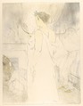 Looking in a Mirror, from "Elles", Henri de Toulouse-Lautrec French, Lithograph printed in three colors on wove paper