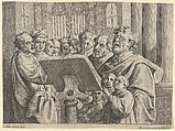 Ten Men and Four Boys Singing in a Church, Pieter de Jode II  Flemish, Etching and engraving