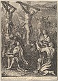 Christ on the Cross with St. Mary and St. John, from The Passion of Christ, plate 19, Grégoire Huret French, Engraving