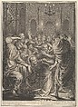Christ Washing the Feet of His Disciples, from The Passion of Christ, plate 4, Grégoire Huret French, Engraving