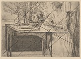 The Colonial Table, Childe Hassam American, Etching; proof from cancelled plate