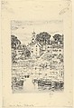 The Church Tower, Portsmouth, Childe Hassam  American, Etching with plate tone