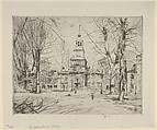 Independence Hall, Childe Hassam  American, Etching with plate tone