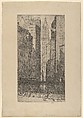 Battery Park, Childe Hassam American, Etching with plate tone