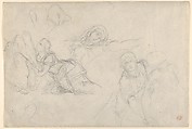 Studies of the Virgin and Holy Women for "The Lamentation", Eugène Delacroix  French, Graphite