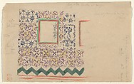 A Wall Decorated in Spanish Tiles, Eugène Delacroix (French, Charenton-Saint-Maurice 1798–1863 Paris), Watercolor over graphite