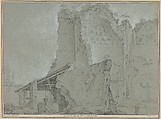 Temple of the Sun and the Moon in Rome, Jean Barbault  French, Black and white chalk