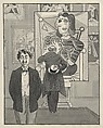 Caricature of Two Formally Dressed Men Visiting an Exhibition of Paintings by Picasso, Godfrey  British, Pen and black ink, brush and gray wash