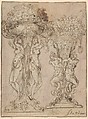 Two Designs for a Flower Pedestal, Guglielmo della Porta  Italian, Pen and brown ink, brush and purple wash