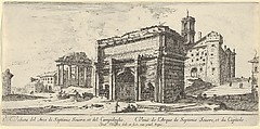 View of the Forum Romanum with the Arch of Septimius Severus from the East, Israel Silvestre  French, Etching