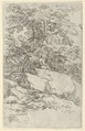 Landscape with a figure seated on a rock, Salvator Rosa Italian, Etching