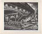 Last Train, Harold Knickerbocker Faye American, Lithograph