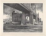 Bridge to Queens, Harold Knickerbocker Faye American, Lithograph