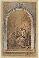 St. Gregory Dictating His Homilies to a Secretary, Carle (Charles André) Vanloo French, Pen and brown ink, brush and brown and gray wash, over graphite