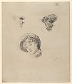 Three Studies of Heads of Women, Max Klinger German, Pen and black ink