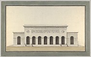 Project for a Public Monument, Alexandre Théodore Brongniart French, Pen and black ink, with gray and brown wash, over black chalk underdrawing, with a blue wash border
