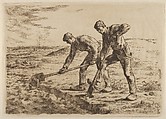 The Diggers, Jean-François Millet French, Etching on thin laid paper; fourth (final) state