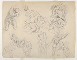 Figure Studies after Rubens's "Fall of the Rebel Angels", Eugène Delacroix French, Graphite