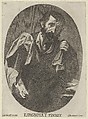 A man, possibly a scholar or philosopher, from a portfolio of reproductions of the Imperial Gallery of Paintings in Vienna; plate 64 of the series
, Anton Joseph von Prenner Austrian, Etching