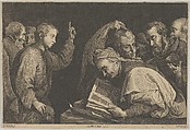 Young Christ Among the Doctors, Jan van Troyen  Flemish, Etching