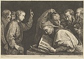 Young Christ Among the Doctors, Jan van Troyen  Flemish, Etching