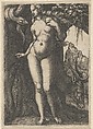 Eve with a Stag, Heinrich Aldegrever  German, Engraving; first state of two