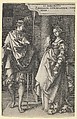 Absalom Comforting Tamar, from "The Story of Amnon and Tamar", Heinrich Aldegrever  German, Engraving; first state of two (New Hollstein)