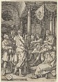 Daniel Cross-Examining the Elders, from "The Story of Susanna", Heinrich Aldegrever  German, Engraving; first state of two