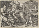 The Good Samaritan Paying the Innkeeper for the Care of the Wounded Man, from "The Parable of the Good Samaritan", Heinrich Aldegrever  German, Engraving