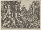 Copy of The Good Samaritan Putting the Traveller on His Donkey, from The Parable of the Good Samaritan, Anonymous, Engraving